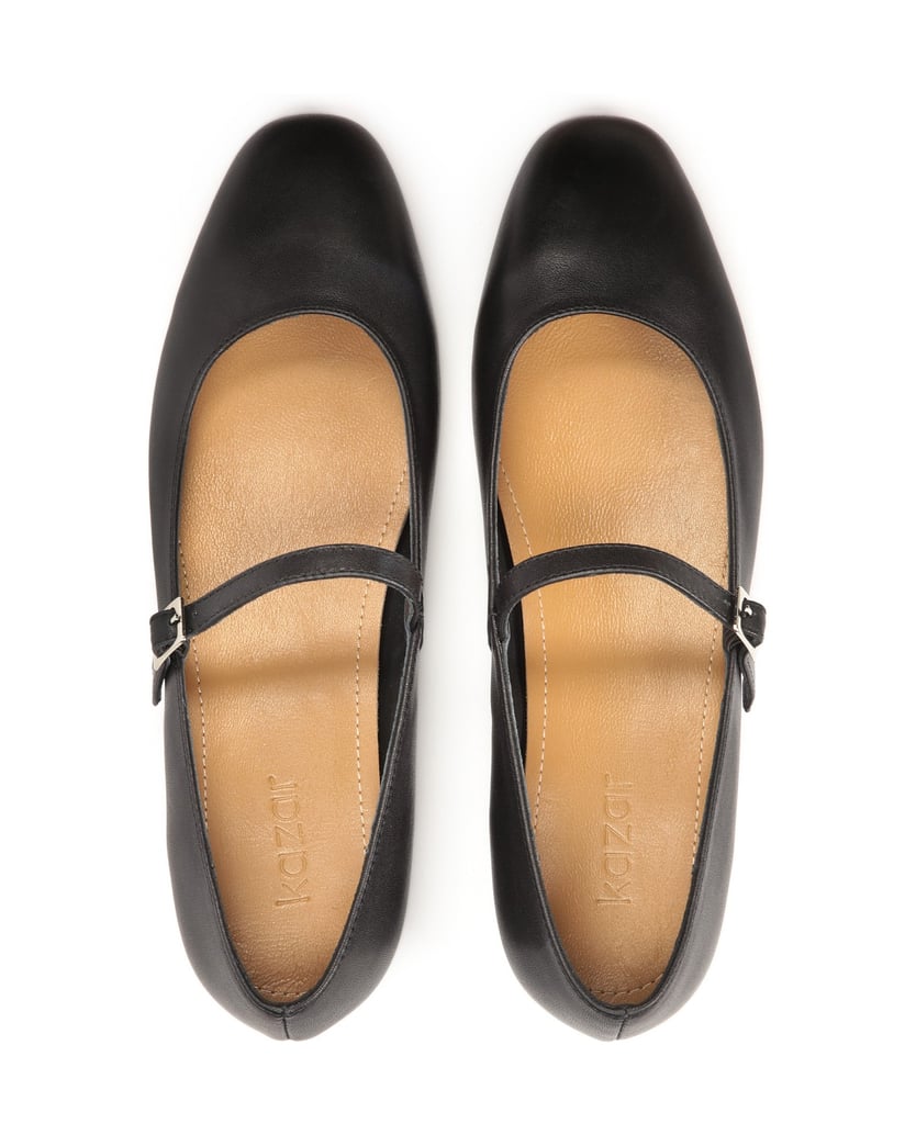 Kazar-Schwarze-flache-Ballerinas-mit-Absatz-und-Riemenverschluss-schwarz