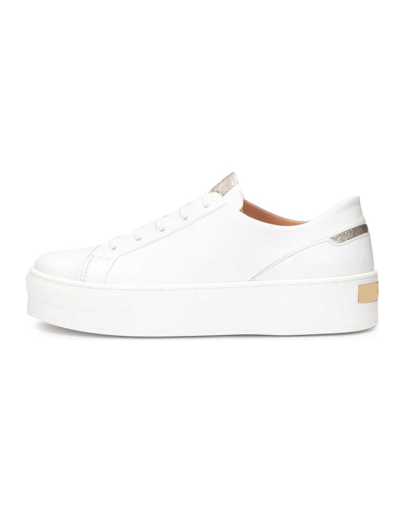 Kazar-Sneakers-aus-Leder-mit-goldenen-Elementen-weiss