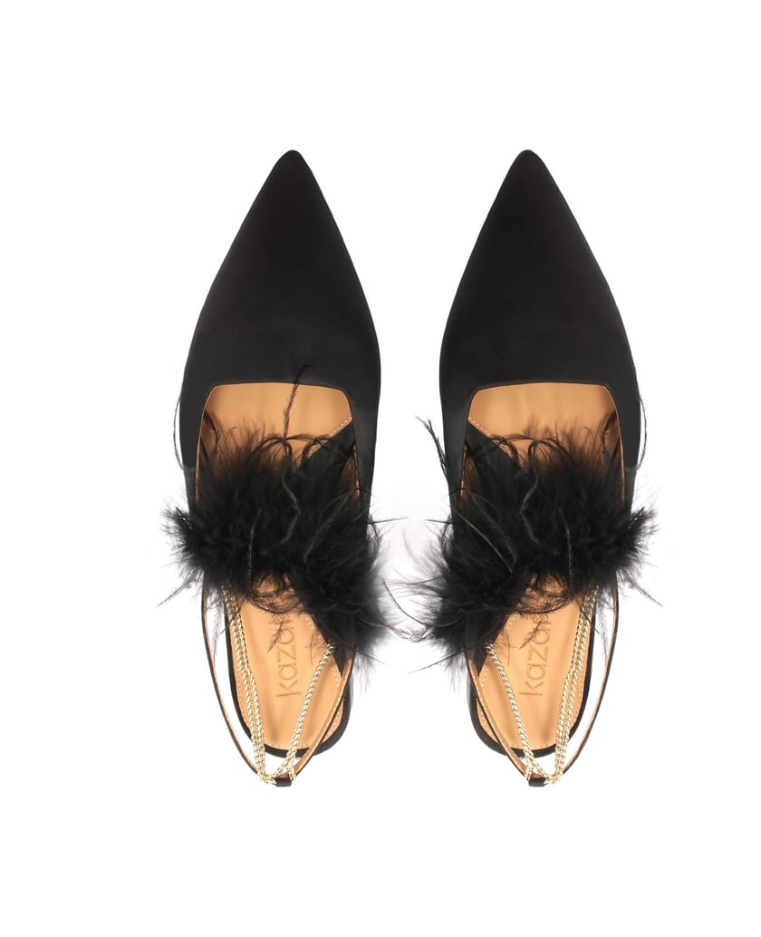 Kazar-Schwarze-flache-Ballerinas-mit-Knöchelke