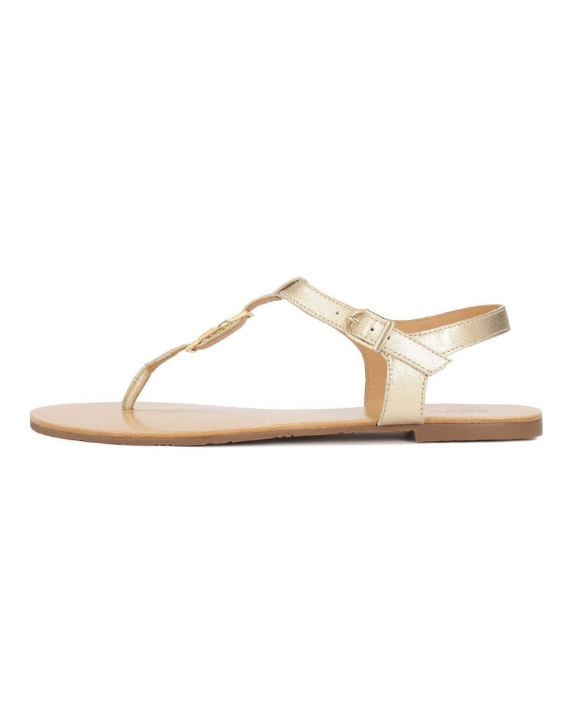Kazar-Flache-Sandalen-aus-goldenem-Leder-gold