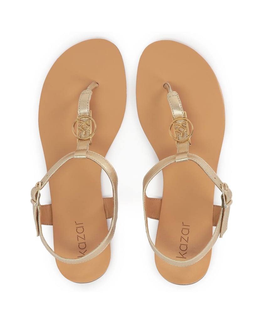 Kazar-Flache-Sandalen-aus-goldenem-Leder-gold