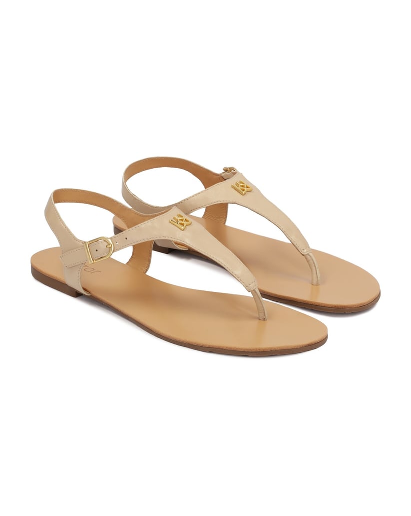 Kazar-Flache-Sandalen-mit-einem-Riemen-zwischen-den-Zehen-beige