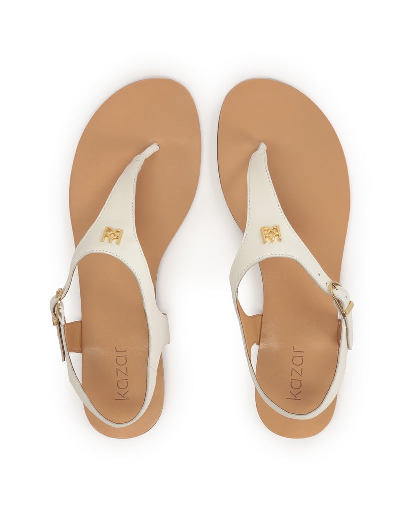 Kazar-Sandalen-aus-Leder-mit-flacher-Sohle-weiss
