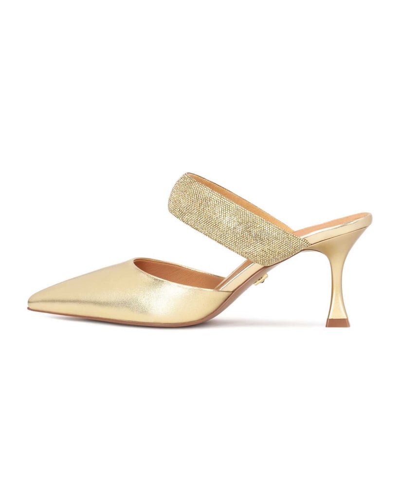 Kazar-Goldene-Lederpantoletten-mit-glänzendem