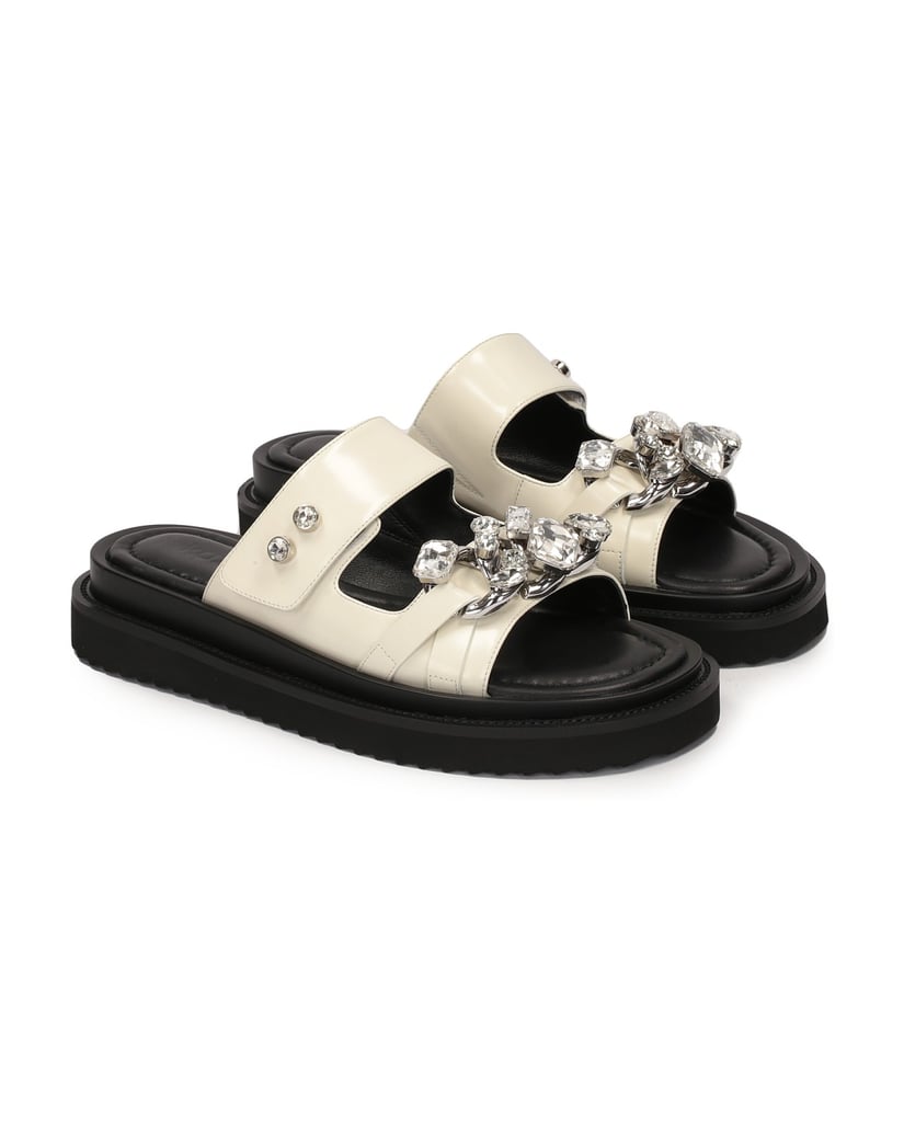 Kazar-Flache-Lederrutschen-mit-eleganter-Verzierung-weiss