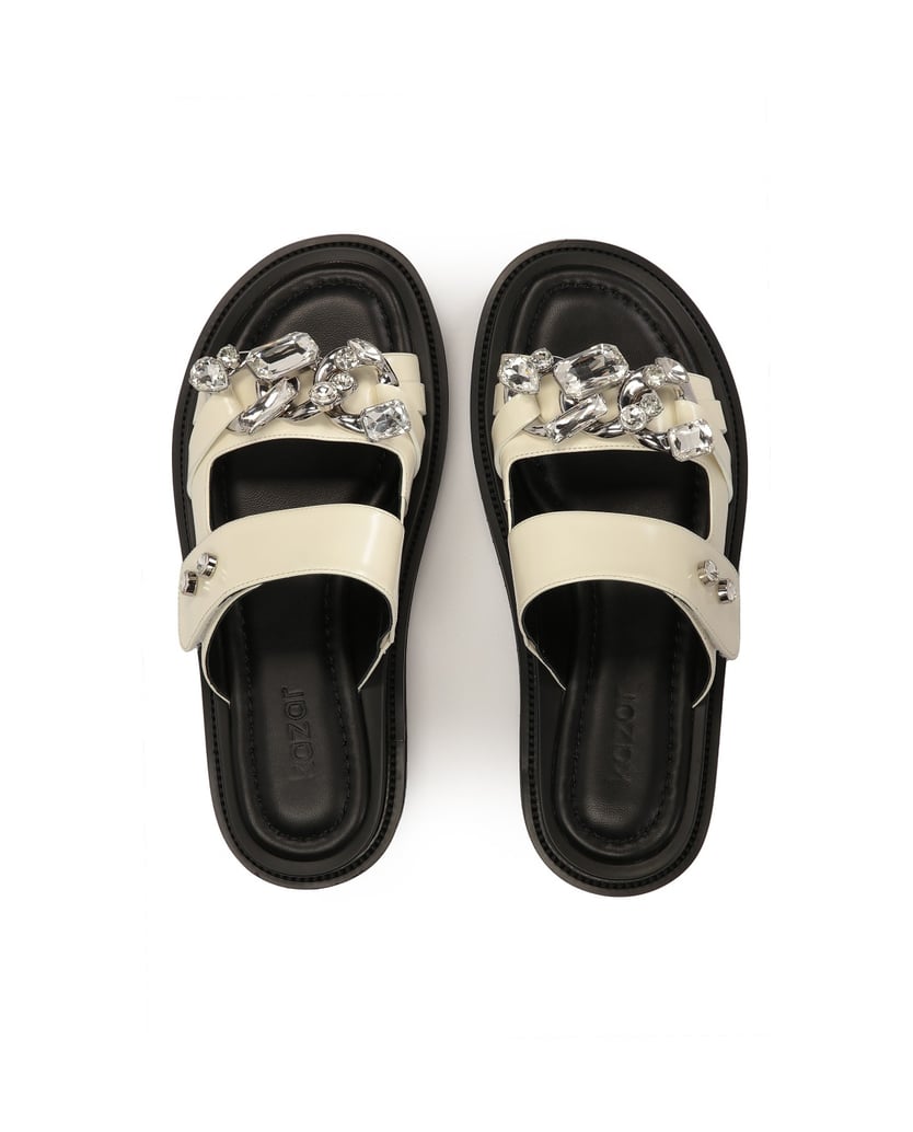 Kazar-Flache-Lederrutschen-mit-eleganter-Verzierung-weiss