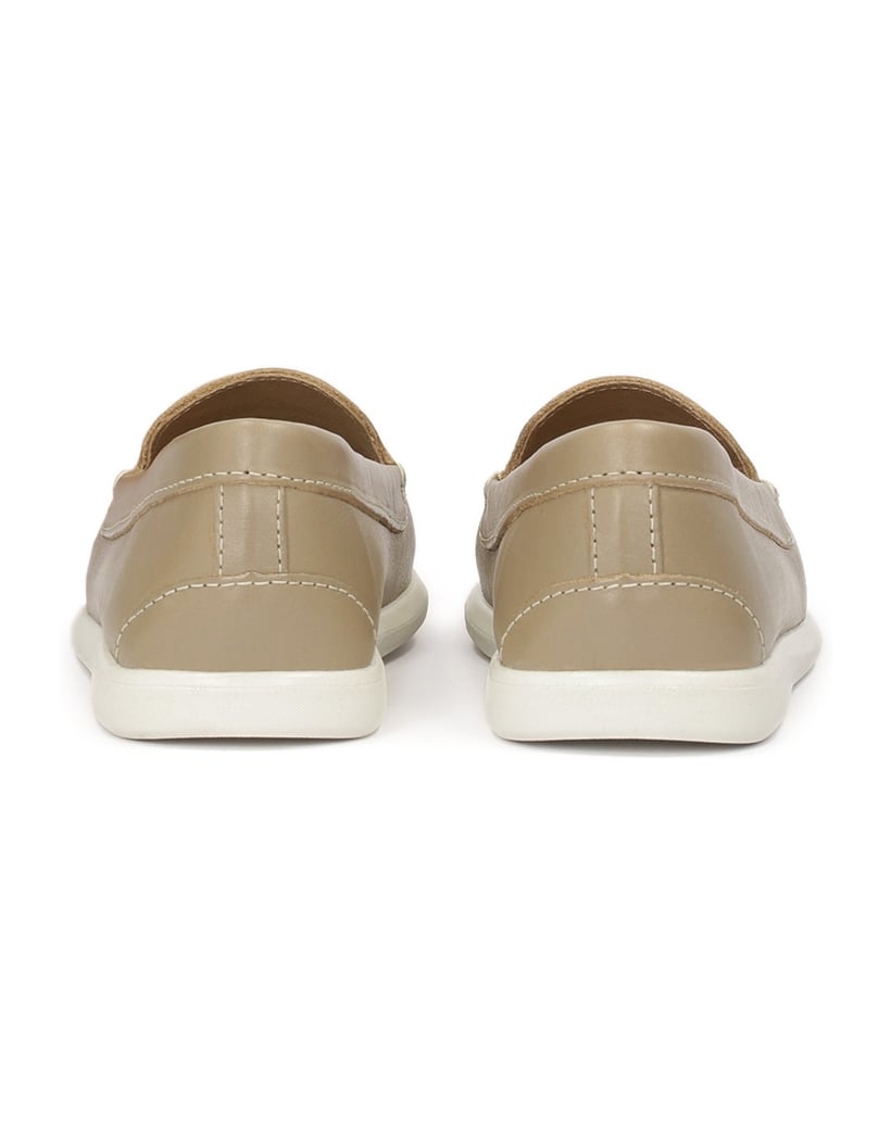 Kazar-Flache-Schuhe-aus-beigem-Leder-mit-Monog