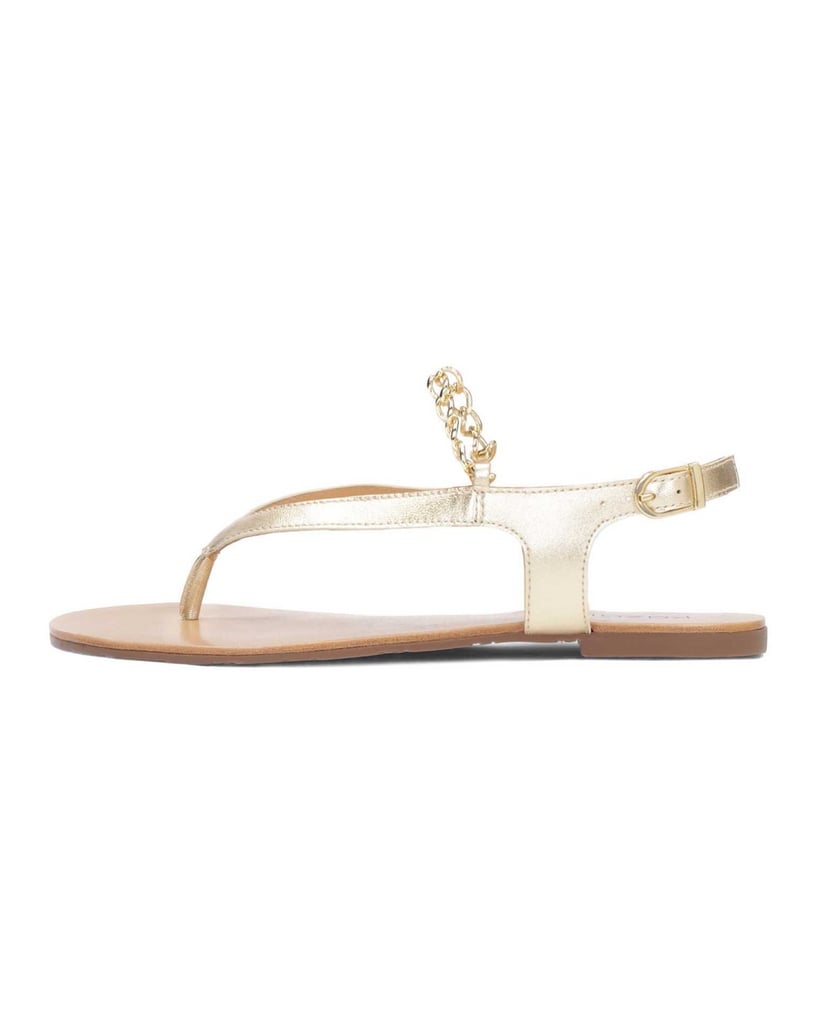 Kazar-Goldene-Sandalen-aus-genarbtem-Leder-gold
