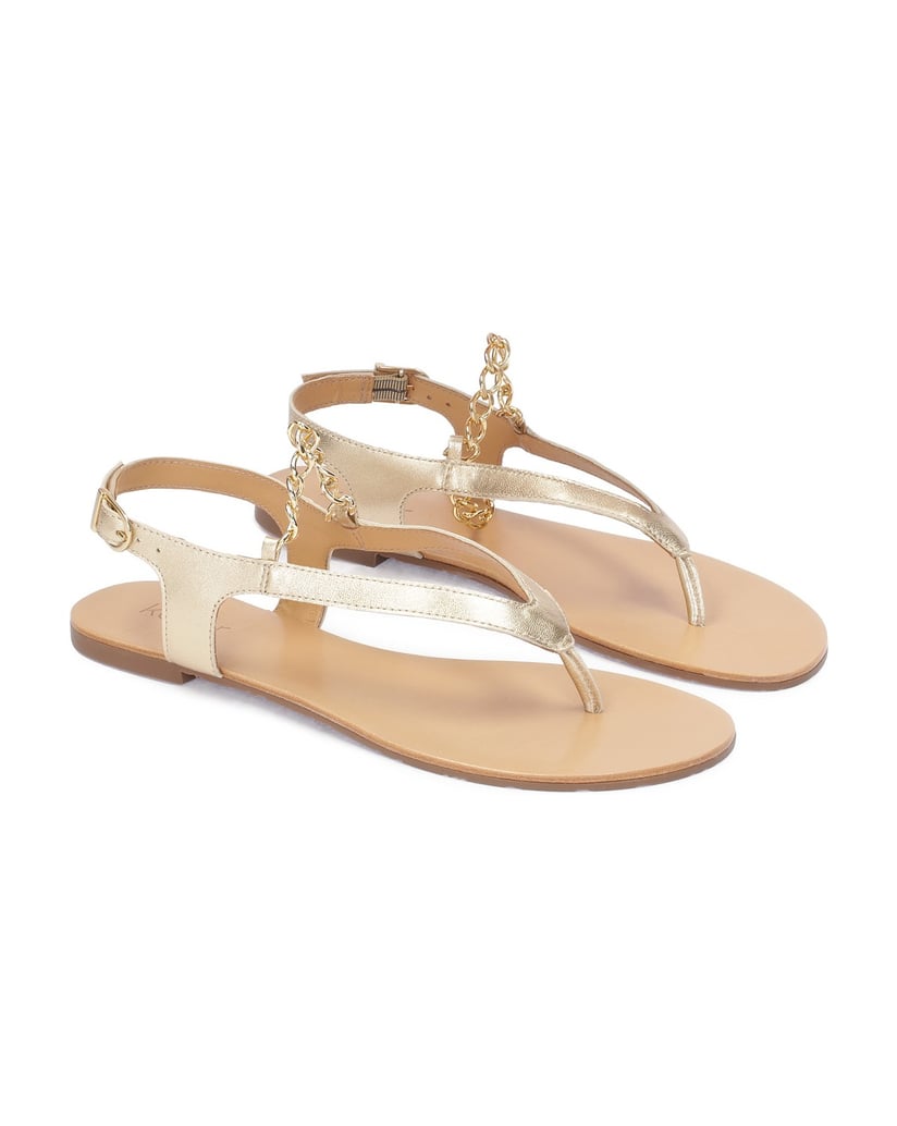Kazar-Goldene-Sandalen-aus-genarbtem-Leder-gold