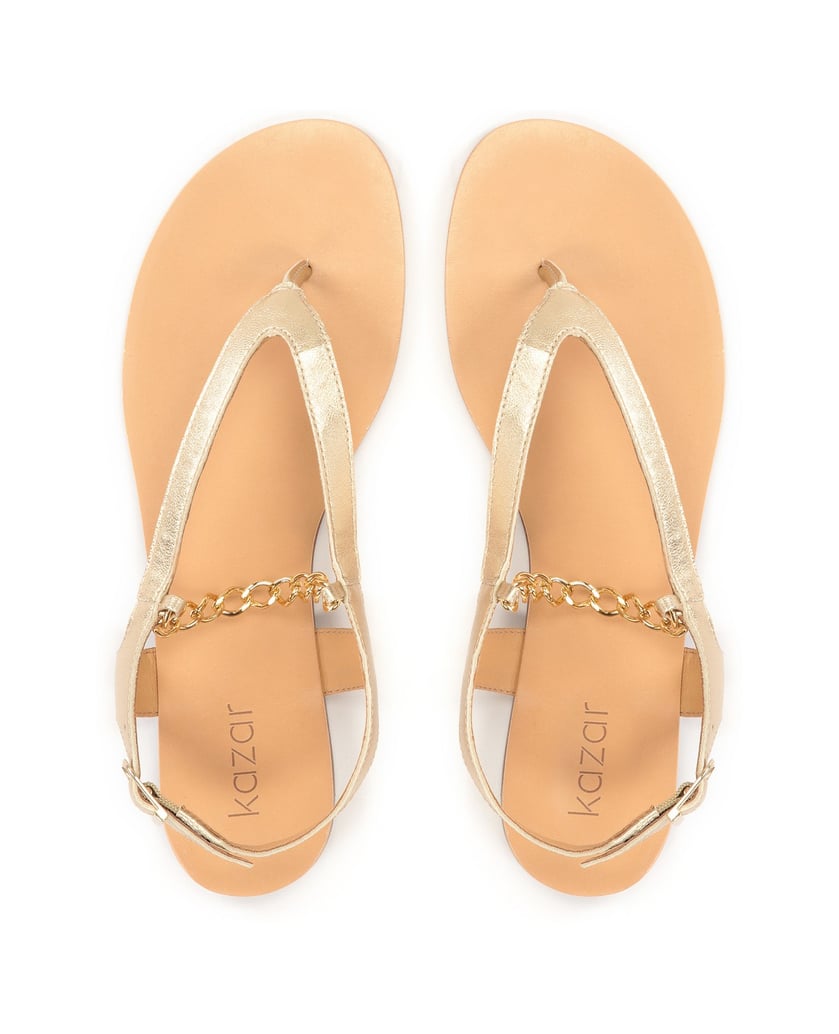 Kazar-Goldene-Sandalen-aus-genarbtem-Leder-gold