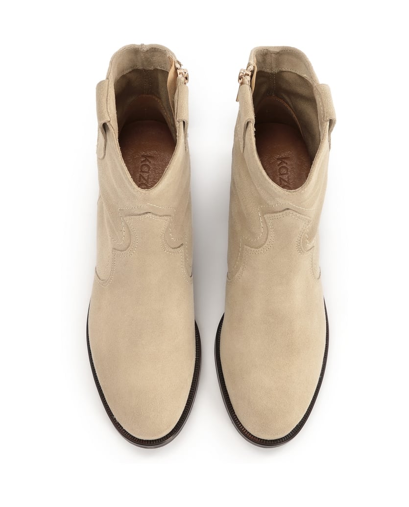 Kazar-Zeitlose-Cowboystiefel-aus-Wildleder-beige