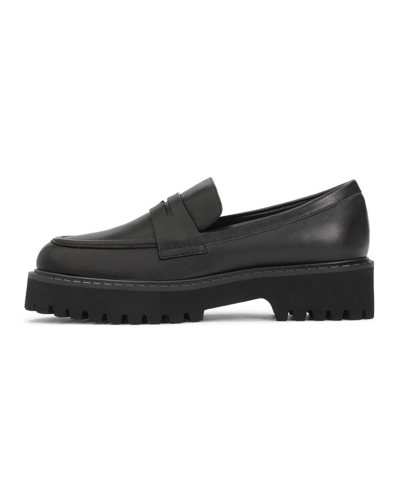 Kazar-Freizeitschuhe-aus-Leder-mit-dicker-Sohle-zum-Hineinschlüpfen-schwarz