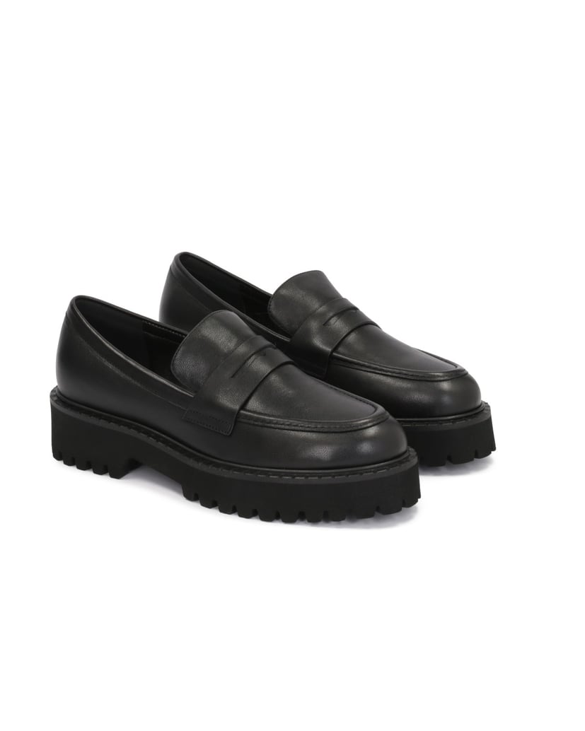Kazar-Freizeitschuhe-aus-Leder-mit-dicker-Sohle-zum-Hineinschlüpfen-schwarz