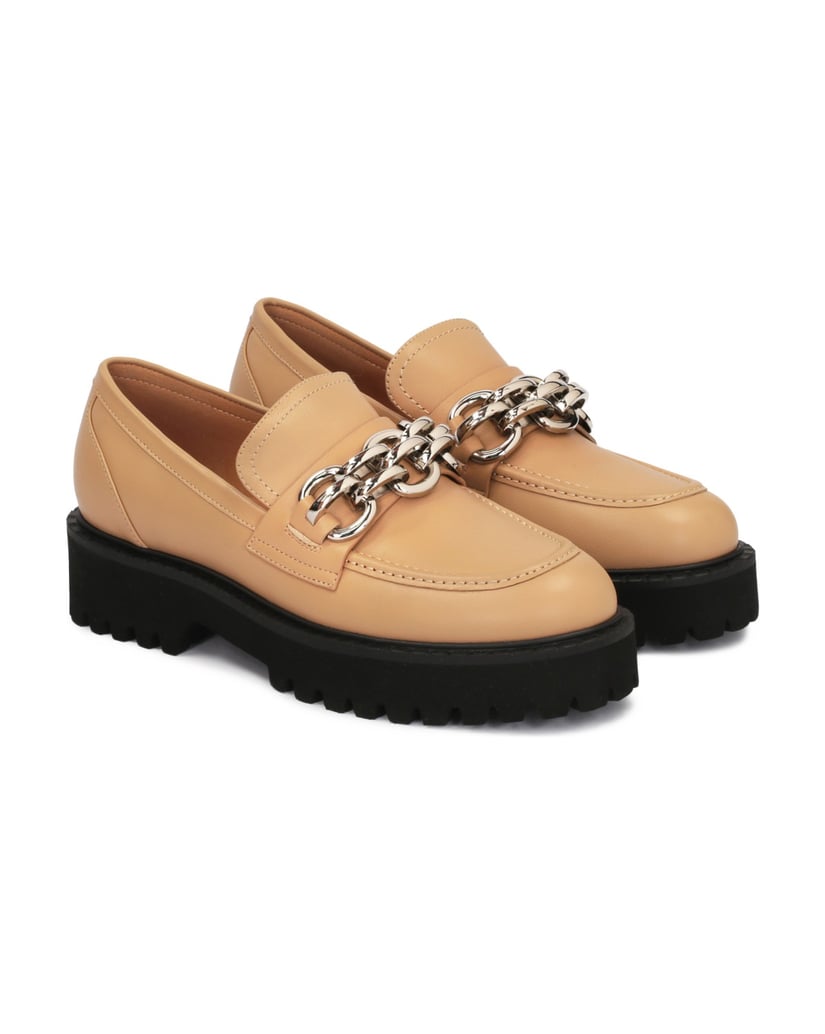 Kazar-Flache-Damenschuhe-mit-klobiger-Sohle-und-Kette-camel