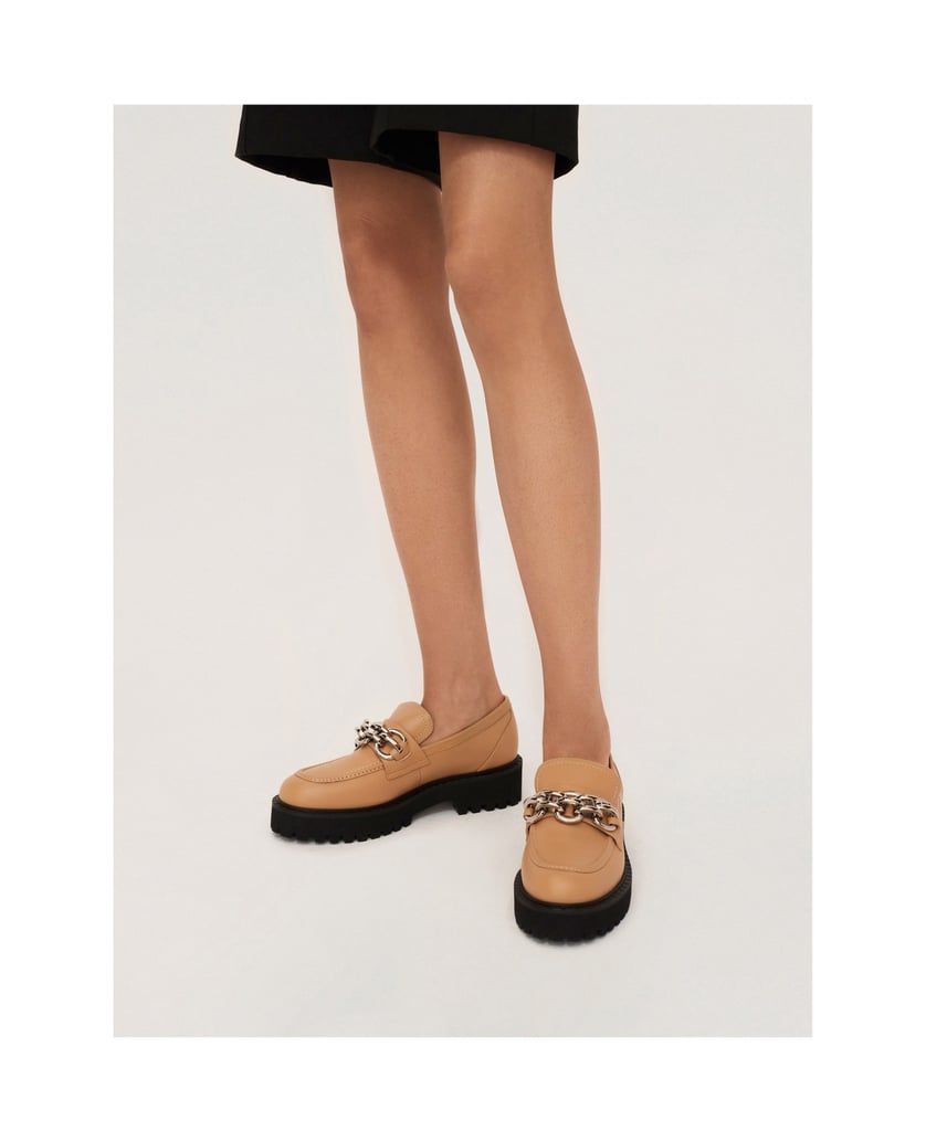 Kazar-Flache-Damenschuhe-mit-klobiger-Sohle-und-Kette-camel