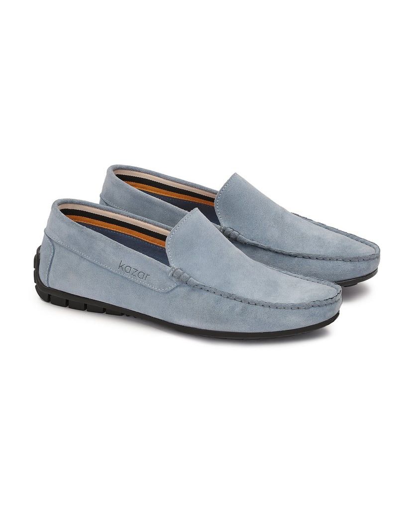 Kazar-Herren-Mokassins-aus-hellblauem-Wildleder-blau