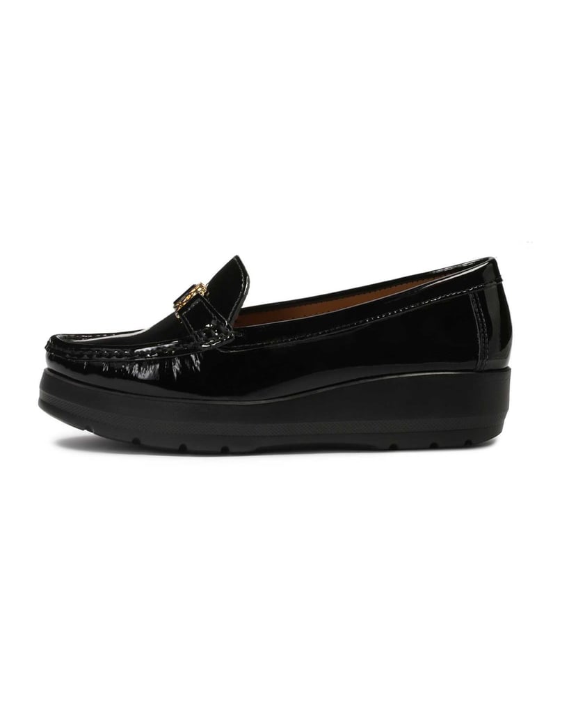 Kazar-Flache-Schuhe-aus-Lackleder-mit-erhöhter-Sohle-schwarz