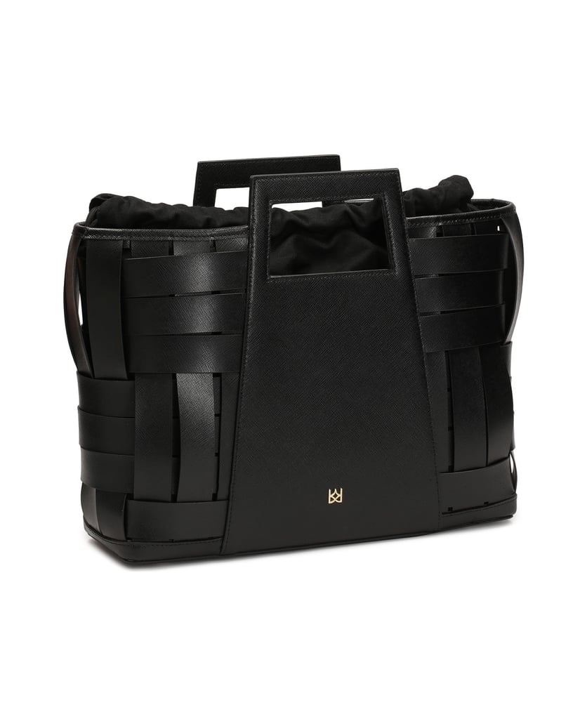 Kazar-Schwarze-Handtasche-mit-verschlungenen-L