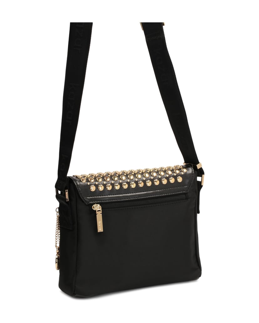 Kazar-Schwarze-Tasche-mit-Metallnieten-auf-der-Klappe-schwarz