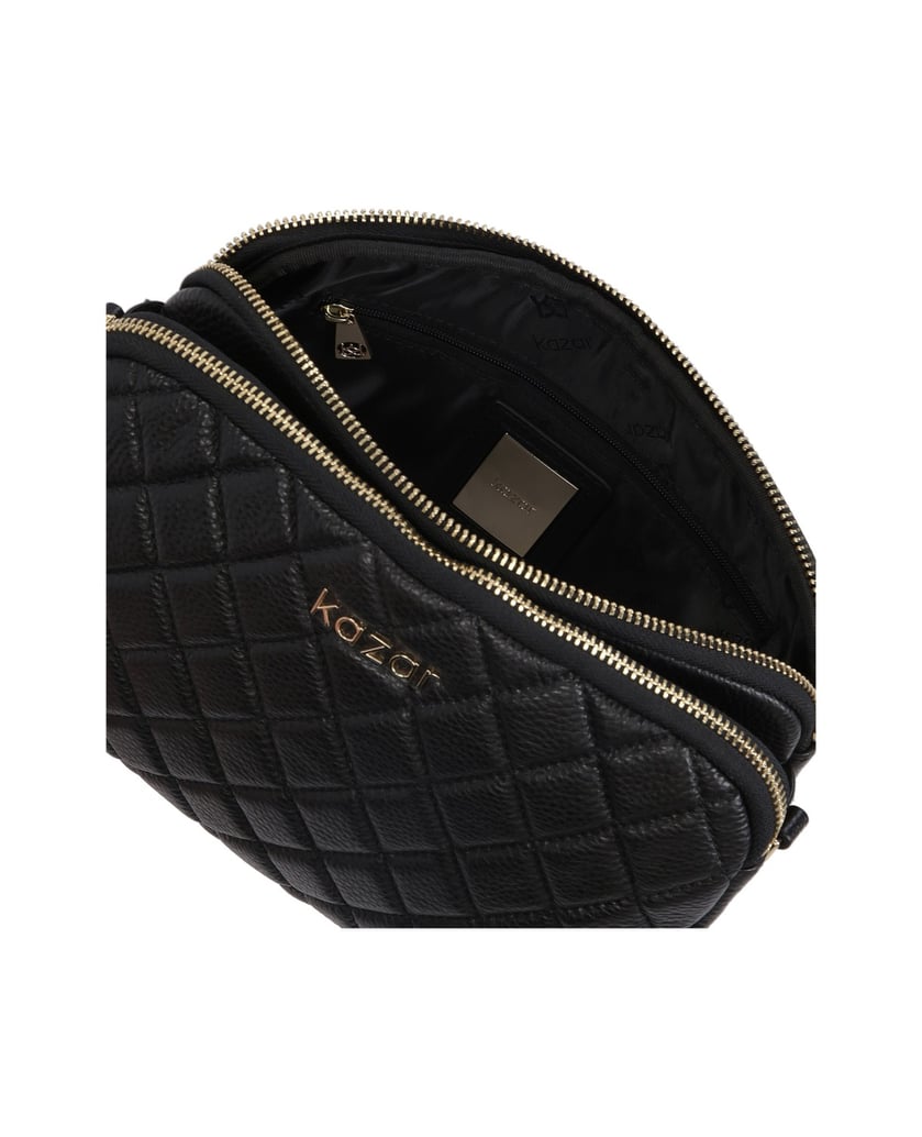 Kazar-Minimalistische-gesteppte-Tasche-aus-genarbtem-Leder-schwarz