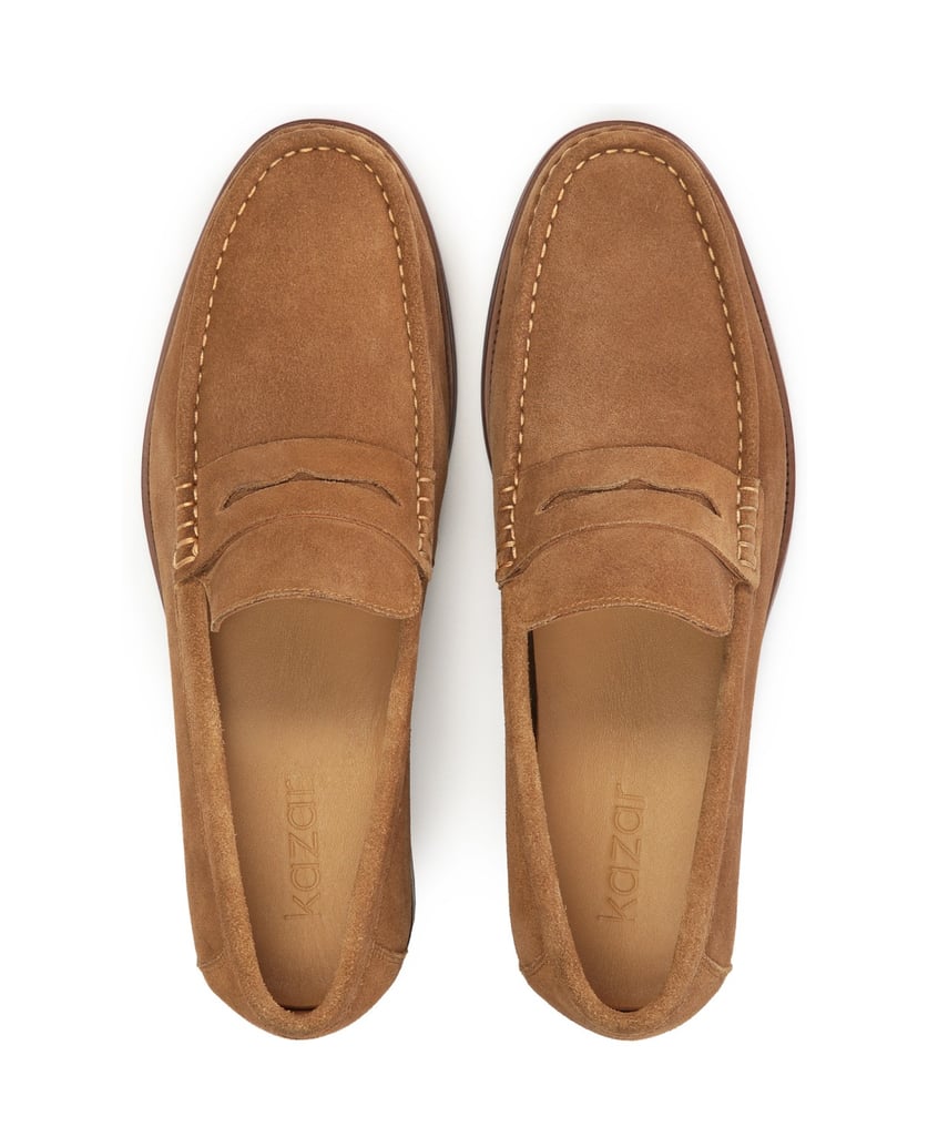 Kazar-Loafers-mit-angenähtem-dekorativem-Schnürchen-mit-Cut-out-Details-braun