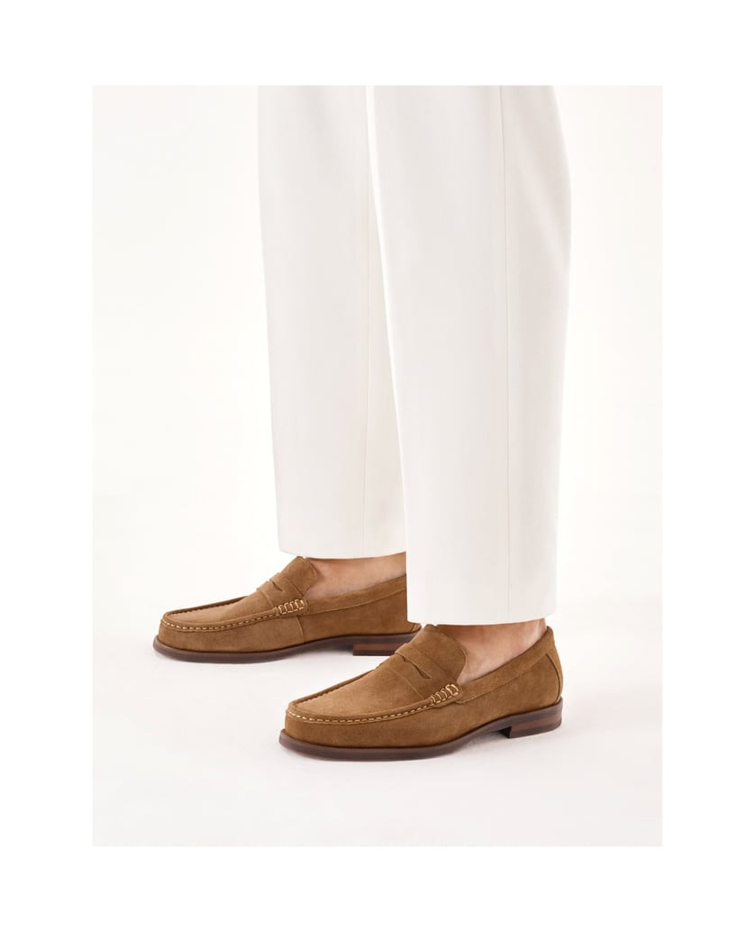 Kazar-Loafers-mit-angenähtem-dekorativem-Schnürchen-mit-Cut-out-Details-braun