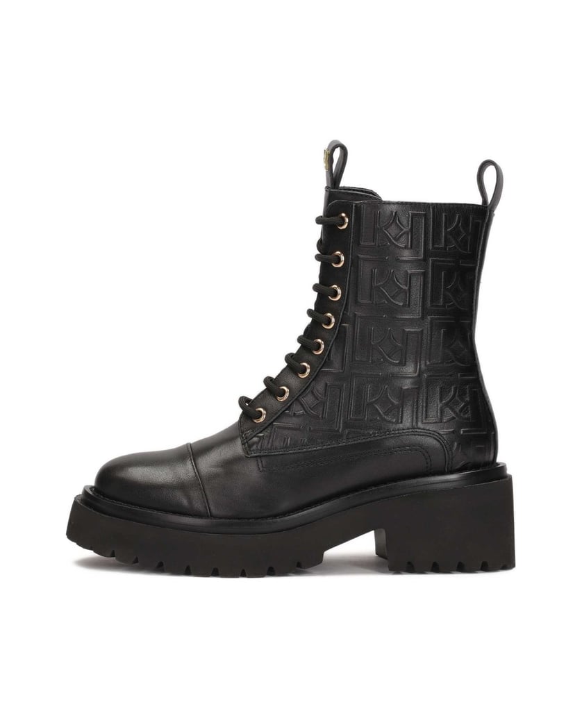 Kazar-Lederstiefel-mit-geprägten-Monogrammen-schwarz