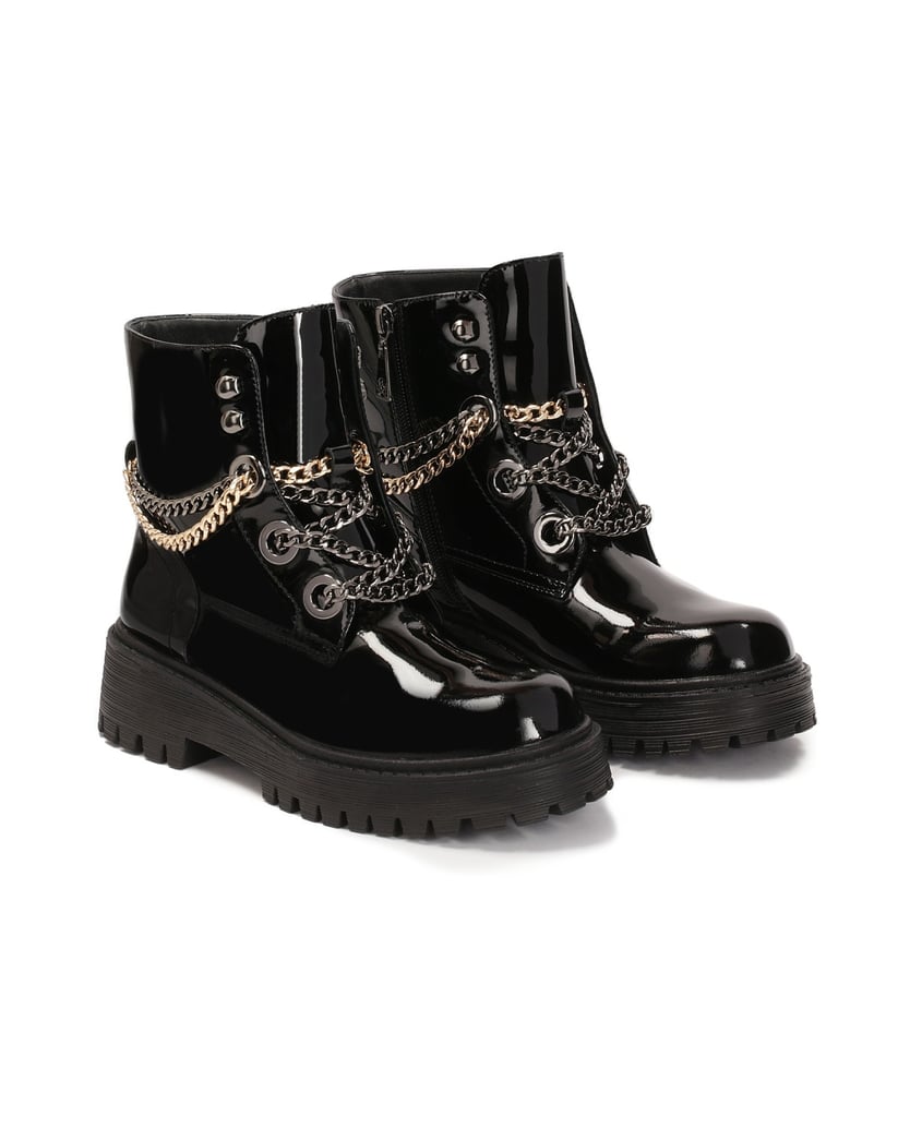 Kazar-Lackleder-Kettenstiefel-schwarz