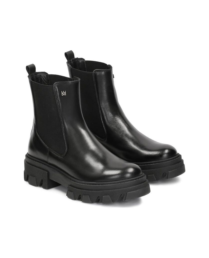 Kazar-Lederstiefel-mit-dicker-Sohle-und-elastischen-Einsätzen-schwarz