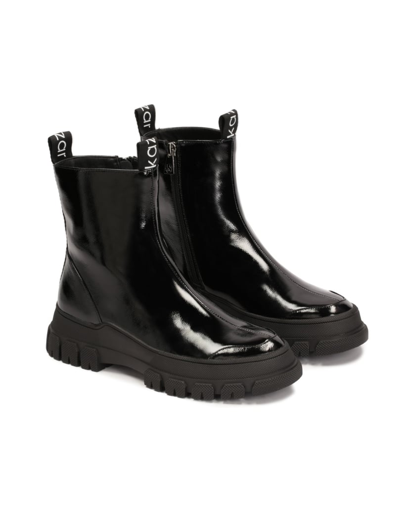 Kazar-Stiefel-aus-Lackleder-mit-Reißverschluss-schwarz
