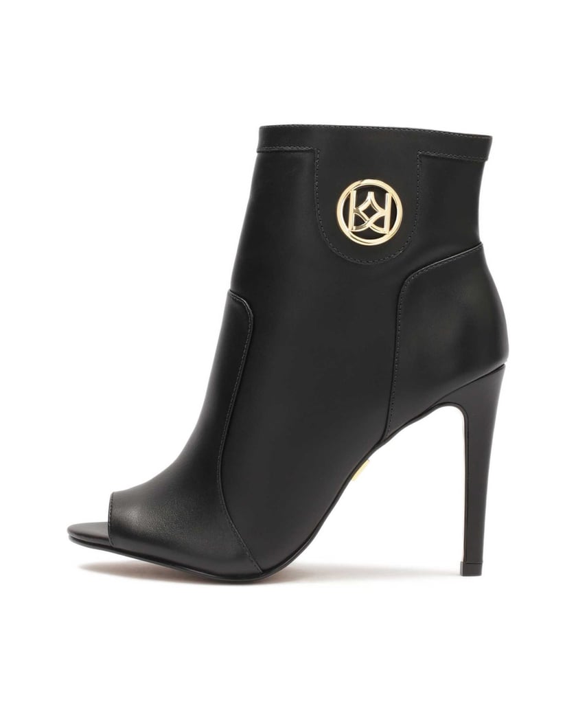 Kazar-Schwarze-Peep-Toe-Stiefel-aus-Leder