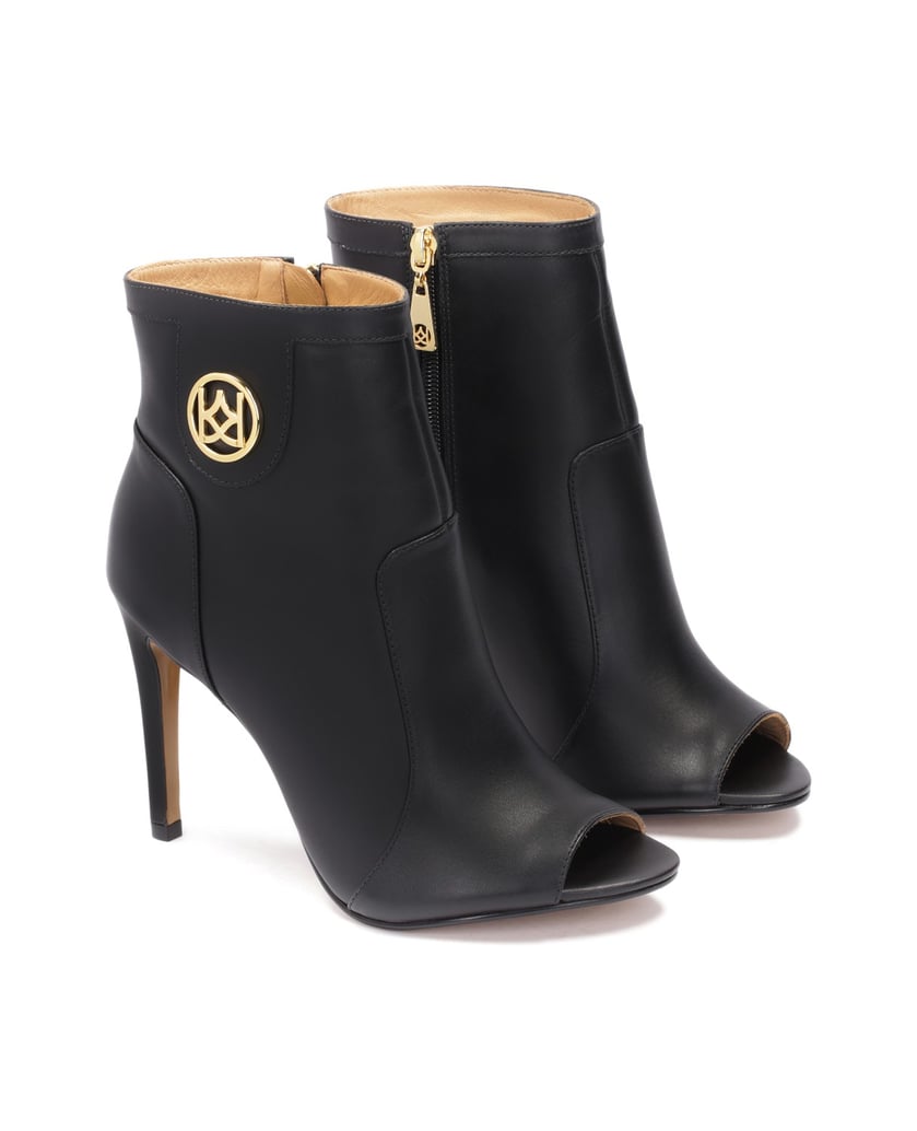 Kazar-Schwarze-Peep-Toe-Stiefel-aus-Leder