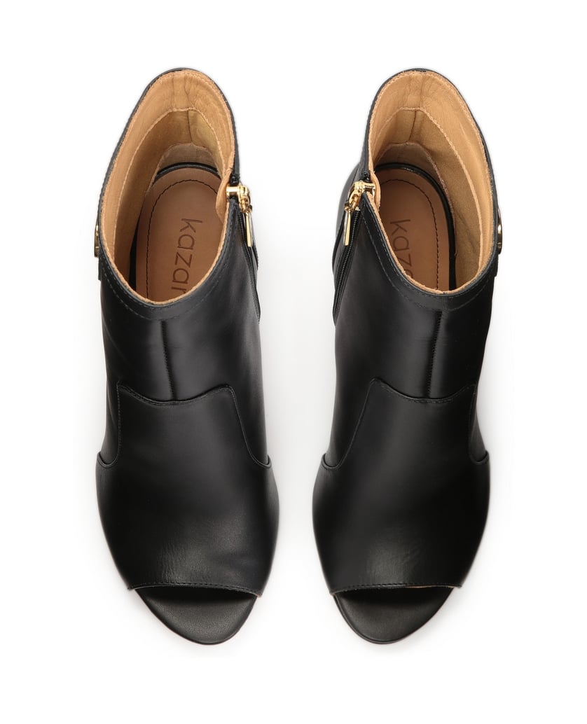 Kazar-Schwarze-Peep-Toe-Stiefel-aus-Leder