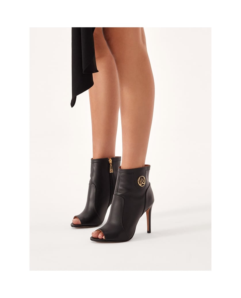 Kazar-Schwarze-Peep-Toe-Stiefel-aus-Leder