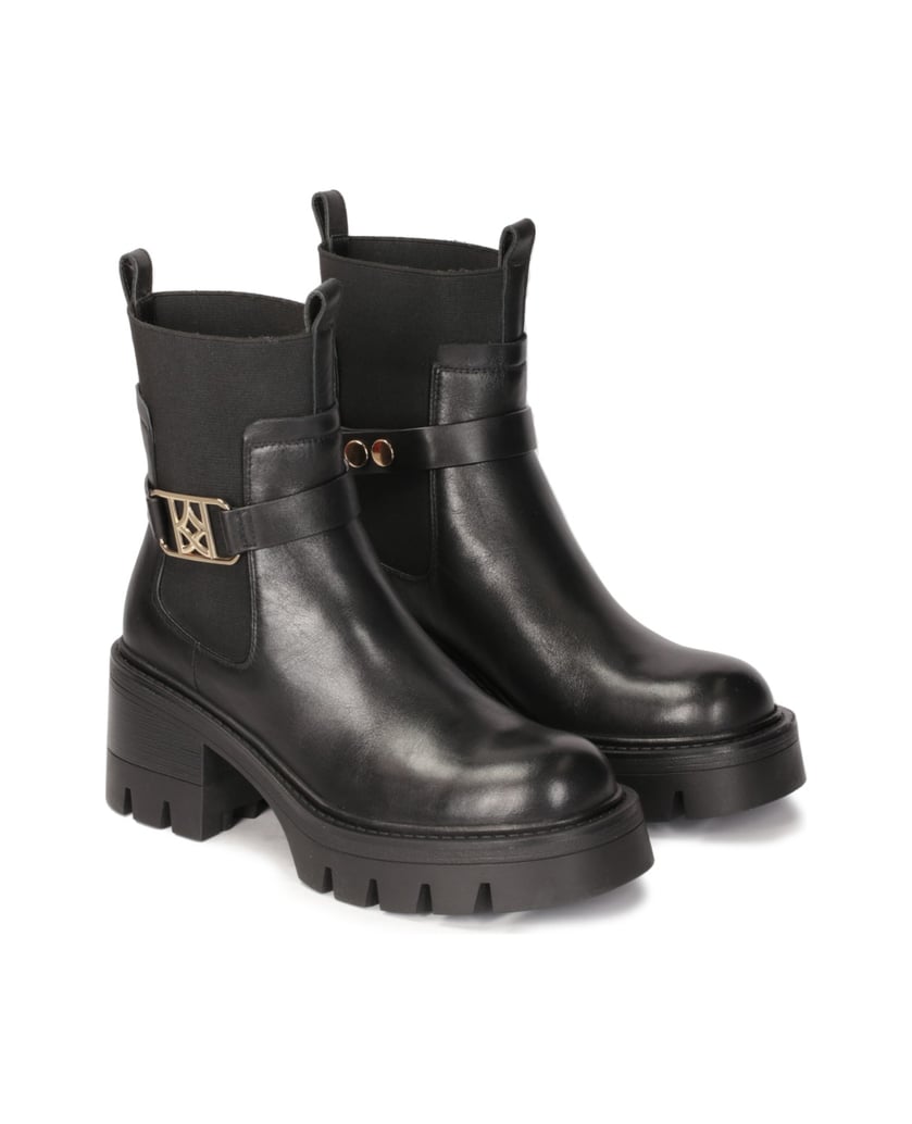 Kazar-Schlupfstiefel-mit-dekorativem,-abnehmbarem-Riemen-schwarz