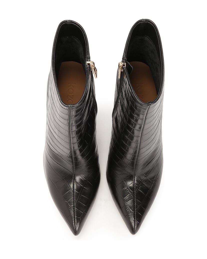 Kazar-Elegante-hohe-Stiletto-Stiefel-mit-Krokodil-Muster-schwarz