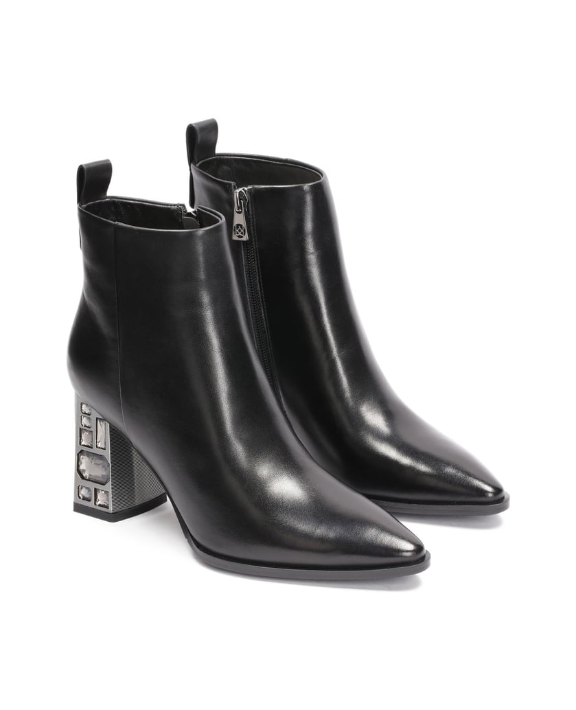 Kazar-Schwarze-Stiefel-mit-dekorativem-Absatz-schwarz