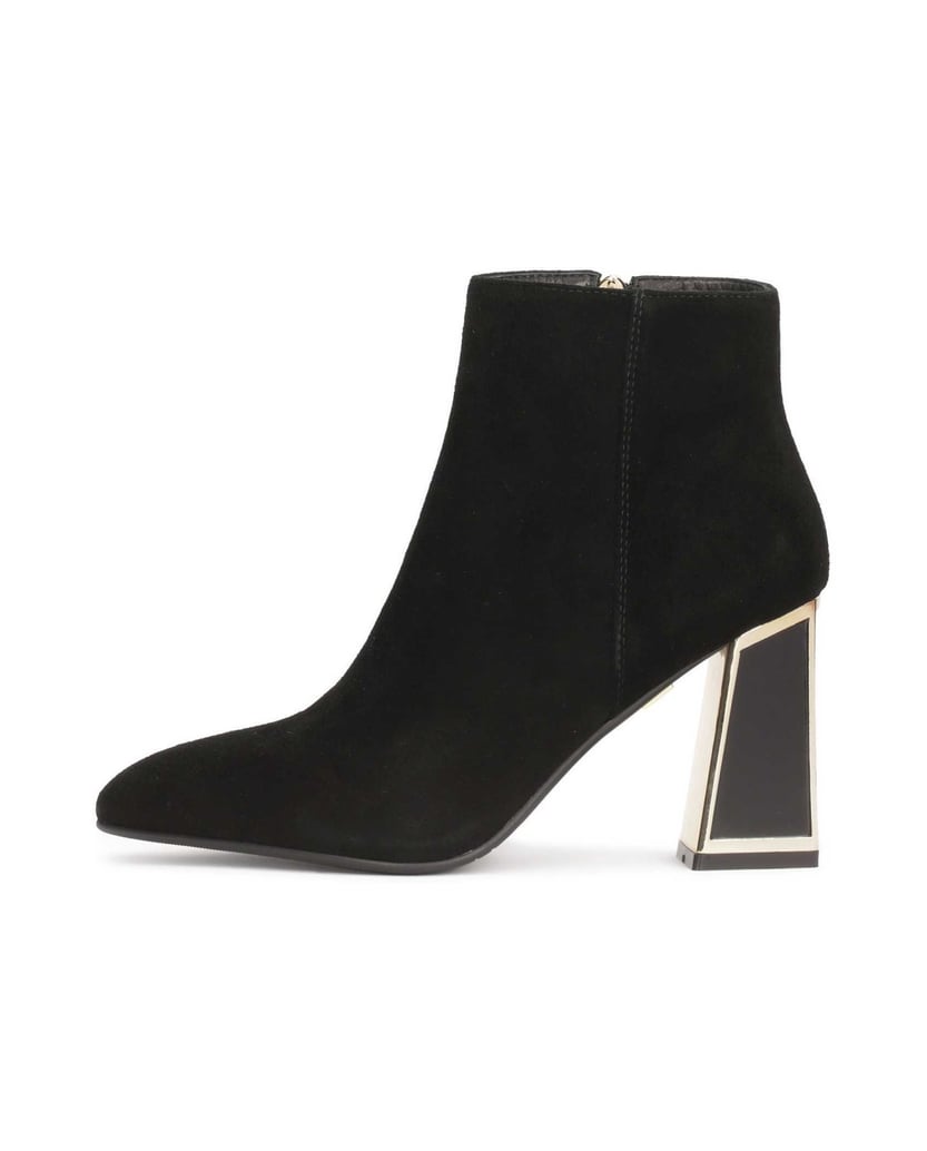 Kazar-Wildlederstiefel-mit-glänzendem-Absatz-schwarz