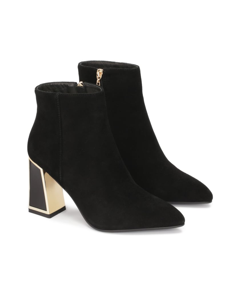 Kazar-Wildlederstiefel-mit-glänzendem-Absatz-schwarz