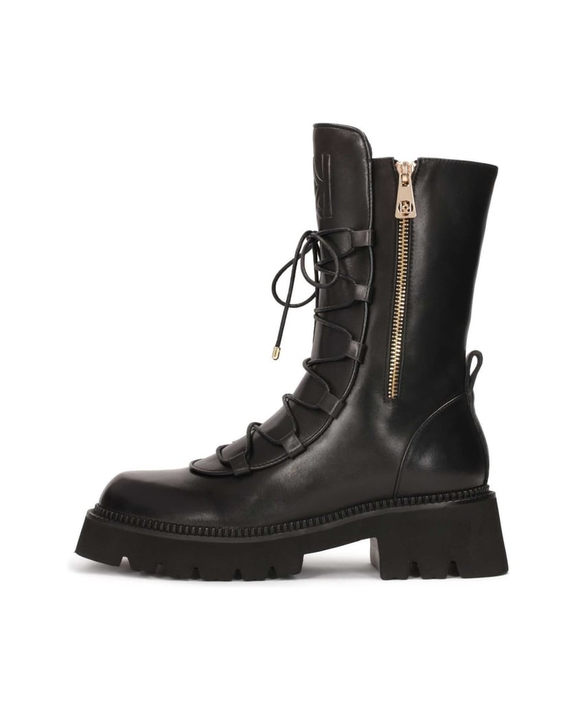 Kazar-Hohe-Lederstiefel-mit-Reißverschlüssen-verziert-schwarz