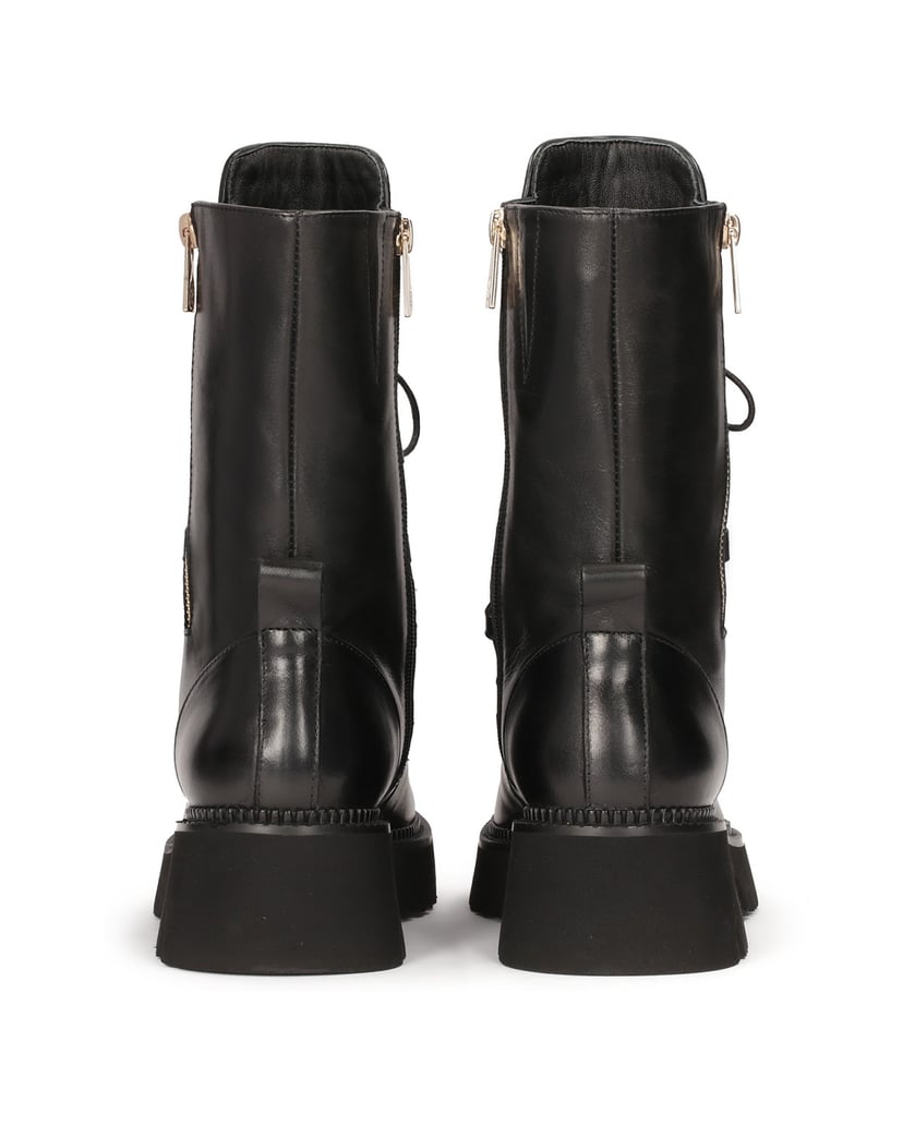 Kazar-Hohe-Lederstiefel-mit-Reißverschlüssen-verziert-schwarz