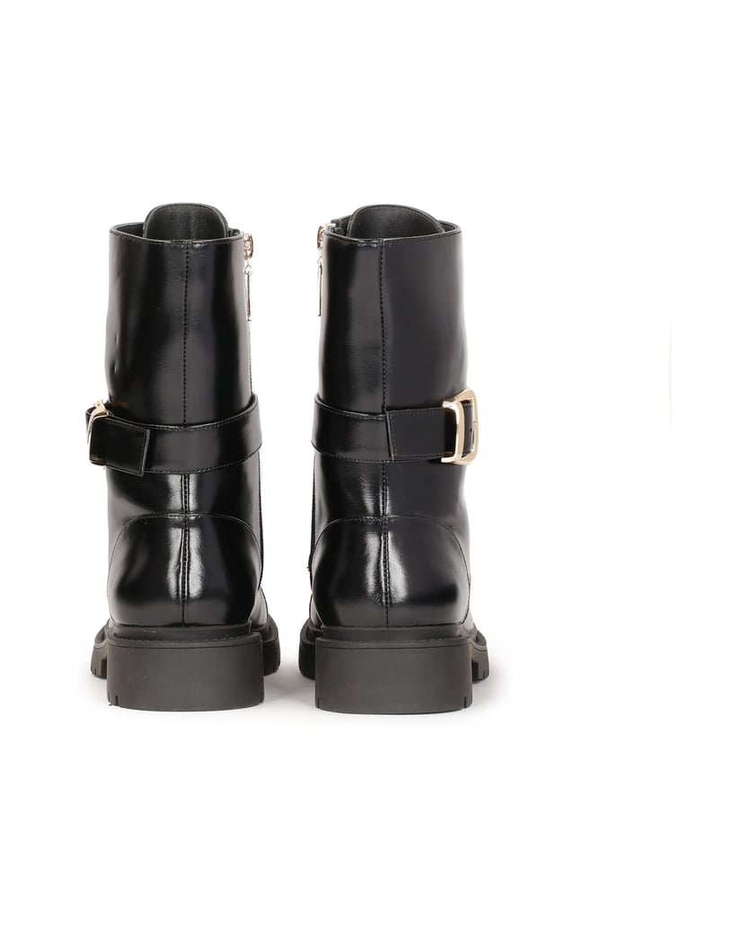 Kazar-Flache-Stiefel-mit-abnehmbarem-Zierriemen-schwarz