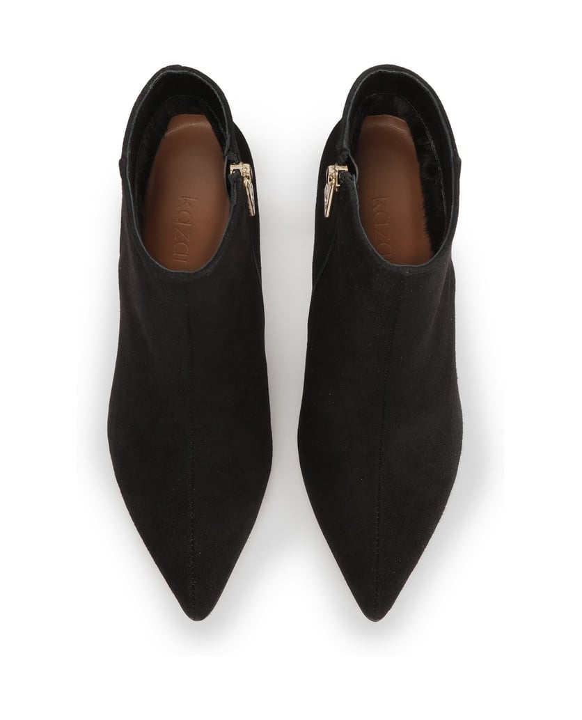 Kazar-Schwarze-spitz-zulaufende-Stiefel-aus-weichem-Wildleder-schwarz