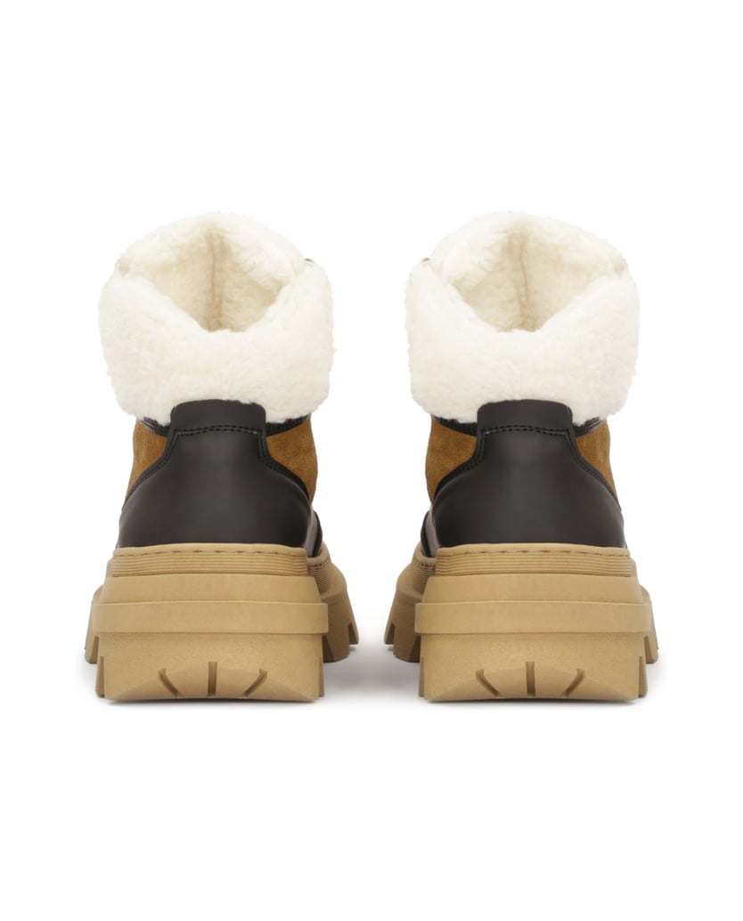 Kazar-Braune-und-schwarze-Stiefel,-inspiriert-von-Schneestiefeln-mit-dicken-Sohlen-braun
