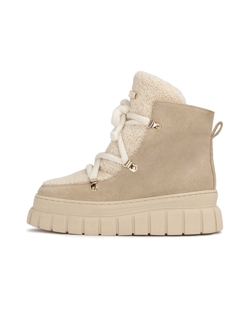Kazar-Beigefarbene-Schneestiefel-aus-Wildleder-mit-Kunstfell-beige