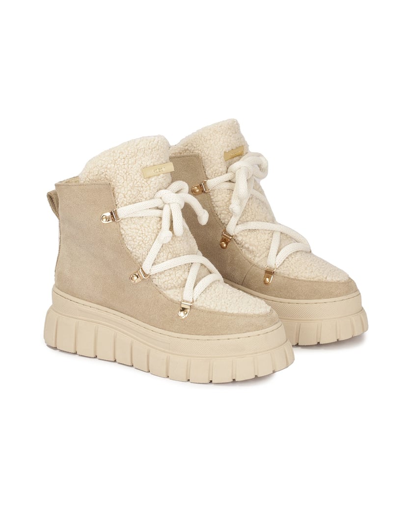 Kazar-Beigefarbene-Schneestiefel-aus-Wildleder-mit-Kunstfell-beige