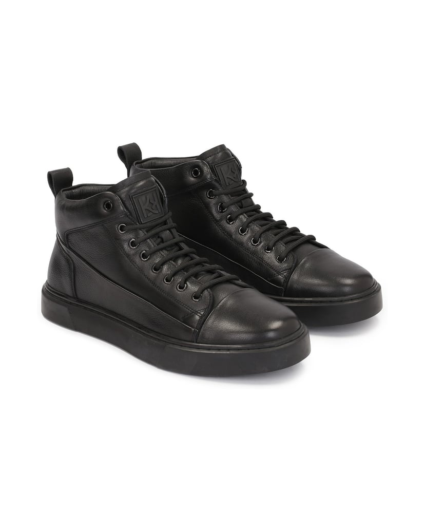 Kazar-Herrensneaker-aus-Leder-in-trendiger-Ausführung-schwarz