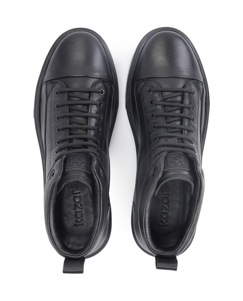 Kazar-Herrensneaker-aus-Leder-in-trendiger-Ausführung-schwarz
