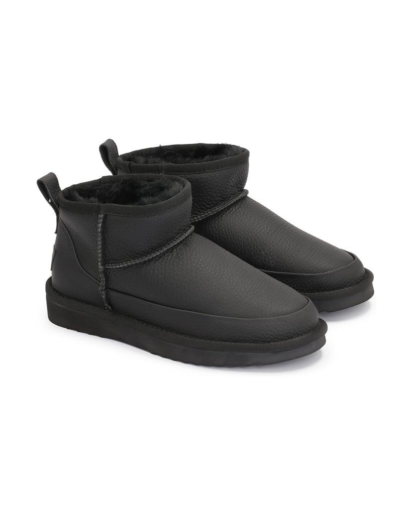 Kazar-Schwarze-isolierte-Damen-Schneestiefel-aus-Leder-schwarz