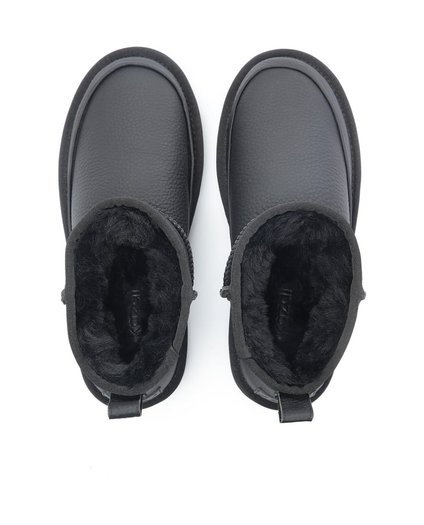 Kazar-Schwarze-isolierte-Damen-Schneestiefel-aus-Leder-schwarz
